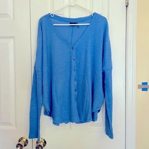 Urban Outfitters super soft waffle knit v neck henley long sleeve top